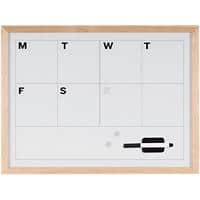 Bi-Office Weekly Planner Natural Pine Frame Wall Mount Magnetic White 600 x 450mm