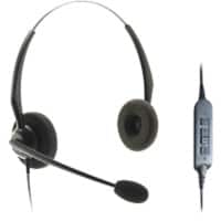 JPL 100B-USB Wired Stereo Headset Over the Head Noise Cancelling USB-A with Microphone Black