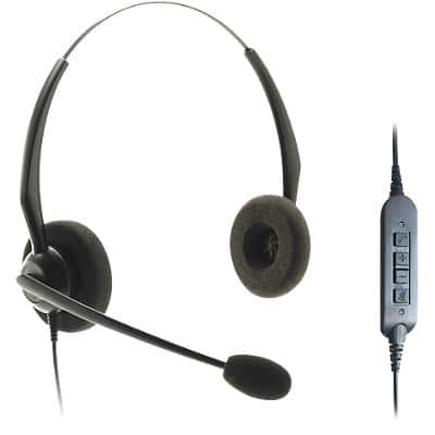 JPL 100B-USB Wired Stereo Headset Over the Head Noise Cancelling USB-A with Microphone Black