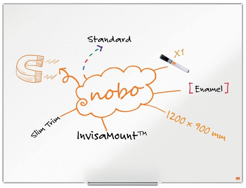 Nobo Impression Pro Whiteboard Wall Mounted Magnetic Enamel Single Sided 120 (W) x 90 (H) cm