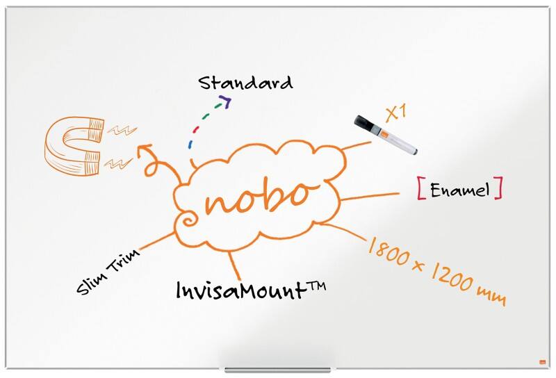 Nobo Impression Pro Whiteboard Wall Mounted Magnetic Enamel Single Sided 180 (W) x 120 (H) cm