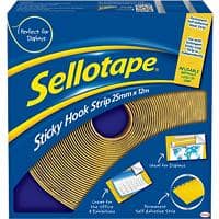 Sellotape Sticky Hook Strip Permanent 25mm x 12m Yellow