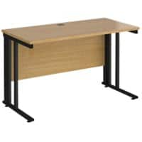 Rectangular Straight Desk Oak Wood Cable Managed Legs Black Maestro 25 1200 x 600 x 725mm