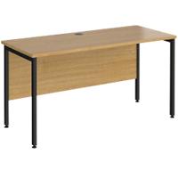 Rectangular Straight Desk Oak Wood H-Frame Legs Black Maestro 25 1400 x 600 x 725mm