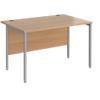 Rectangular Straight Desk Beech Wood H-Frame Legs Silver Maestro 25 1200 x 800 x 725mm