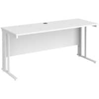 Rectangular Straight Desk White Wood Cable Managed Legs White Maestro 25 1600 x 600 x 725mm