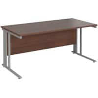 Rectangular Straight Desk Walnut Wood Cantilever Legs Silver Maestro 25 1600 x 800 x 725mm