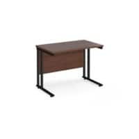 Rectangular Straight Desk with Cantilever Legs Walnut Wood Black Maestro 25 1000 x 600 x 725mm