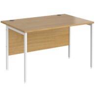 Rectangular Straight Desk Oak Wood H-Frame Legs White Maestro 25 1200 x 800 x 725mm