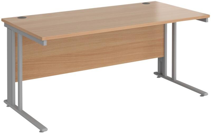 Rectangular Straight Desk Beech Wood Cantilever Legs Silver Maestro 25 1600 x 800 x 725mm