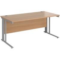 Rectangular Straight Desk Beech Wood Cantilever Legs Silver Maestro 25 1600 x 800 x 725mm