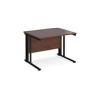 Rectangular Straight Desk Walnut Wood Cable Managed Legs Black Maestro 25 1000 x 800 x 725mm