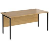 Rectangular Straight Desk Oak Wood H-Frame Legs Black Maestro 25 1600 x 800 x 725mm