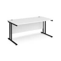 Rectangular Straight Desk with Cantilever Legs White Wood Black Maestro 25 1600 x 800 x 725mm