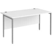 Rectangular Straight Desk White Wood H-Frame Legs Silver Maestro 25 1400 x 800 x 725mm