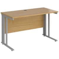 Rectangular Straight Desk Oak Wood Cable Managed Legs Silver Maestro 25 1200 x 600 x 725mm