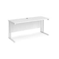 Rectangular Straight Desk White Wood Cantilever Legs White Maestro 25 1600 x 600 x 725mm