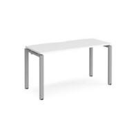 Rectangular Single Desk White Wood Straight Legs Silver Adapt II 1400 x 600 x 725mm