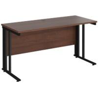 Rectangular Straight Desk Walnut Wood Cable Managed Legs Black Maestro 25 1400 x 600 x 725mm