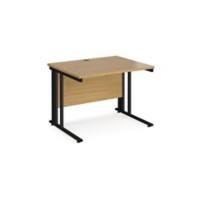 Rectangular Straight Desk Oak Wood Cable Managed Legs Black Maestro 25 1000 x 800 x 725mm