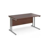 Rectangular Straight Desk with Cantilever Legs Walnut Wood Silver Maestro 25 1400 x 800 x 725mm