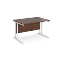 Rectangular Straight Desk with Cantilever Legs Walnut Wood White Maestro 25 1200 x 800 x 725mm