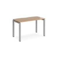 Rectangular Single Desk Beech Wood Straight Legs Silver Adapt II 1200 x 600 x 725mm