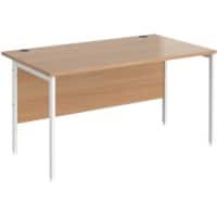 Rectangular Straight Desk Beech Wood H-Frame Legs White Maestro 25 1400 x 800 x 725mm