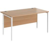 Rectangular Straight Desk Beech Wood H-Frame Legs White Maestro 25 1400 x 800 x 725mm