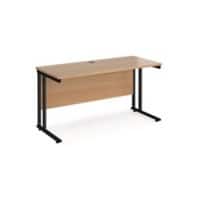 Rectangular Straight Desk Beech Wood Cantilever Legs Black Maestro 25 1400 x 600 x 725mm