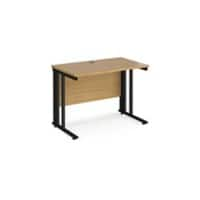 Rectangular Straight Desk Oak Wood Cable Managed Legs Black Maestro 25 1000 x 600 x 725mm