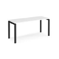 Rectangular Single Desk White Wood Straight Legs Black Adapt II 1600 x 600 x 725mm