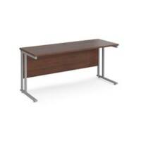 Rectangular Straight Desk with Cantilever Legs Walnut Wood Silver Maestro 25 1600 x 600 x 725mm