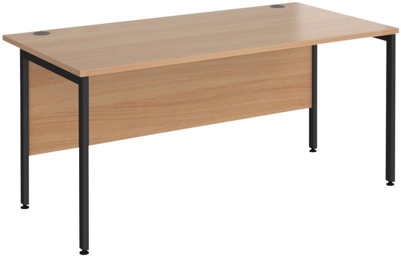 Rectangular Straight Desk Beech Wood H-Frame Legs Black Maestro 25 1600 x 800 x 725mm