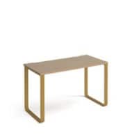 Rectangular Sleigh Frame Desk Kendal Oak Wood/Metal Sleigh Legs Brass Cairo 1200 x 600 x 730mm