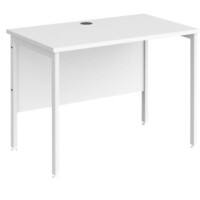 Rectangular Straight Desk White Wood H-Frame Legs White Maestro 25 1000 x 600 x 725mm
