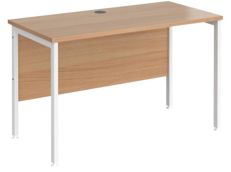 Rectangular Straight Desk Beech Wood H-Frame Legs White Maestro 25 1200 x 600 x 725mm