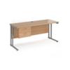 Rectangular Straight Desk with 2 Drawer Pedestal Beech Wood Cantilever Legs Silver Maestro 25 1600 x 600 x 725mm