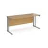 Rectangular Straight Desk with Cantilever Legs Oak Wood Silver Maestro 25 1600 x 600 x 725mm