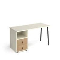 Rectangular A-frame Desk White, Kendal Oak Drawers Wood/Metal A-Frame Legs Charcoal Sparta 1400 x 600 x 730mm