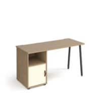 Rectangular A-frame Desk Kendal Oak, White Door Wood/Metal A-frame Legs Charcoal Sparta 1400 x 600 x 730mm