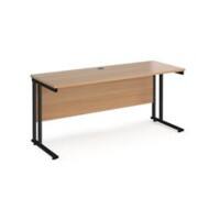 Rectangular Straight Desk with Cantilever Legs Beech Wood Black Maestro 25 1600 x 600 x 725mm