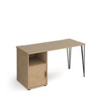 Rectangular Hairpin Desk Kendal Oak, Kendal Oak Door Wood/Metal Hairpin Legs Black Tikal 1400 x 600 x 730mm