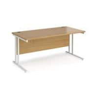 Rectangular Straight Desk with Cantilever Legs Oak Wood White Maestro 25 1600 x 800 x 725mm