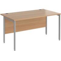 Rectangular Straight Desk Beech Wood H-Frame Legs Silver Maestro 25 1400 x 800 x 725mm