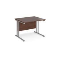 Rectangular Straight Desk with Cantilever Legs Walnut Wood Silver Maestro 25 1000 x 800 x 725mm