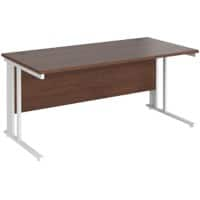 Rectangular Straight Desk Walnut Wood Cable Managed Legs White Maestro 25 1600 x 800 x 725mm