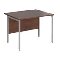 Rectangular Straight Desk Walnut Wood H-Frame Legs Silver Maestro 25 1000 x 800 x 725mm