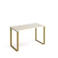 Rectangular Sleigh Frame Desk White Wood/Metal Sleigh Legs Brass Cairo 1200 x 600 x 730mm