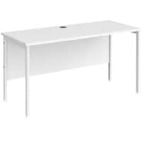 Rectangular Straight Desk White Wood H-Frame Legs White Maestro 25 1400 x 600 x 725mm